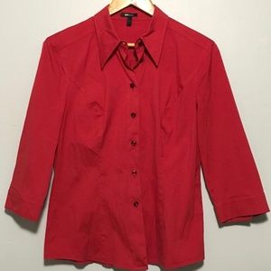 Escada Red Button Down Shirt Blouse